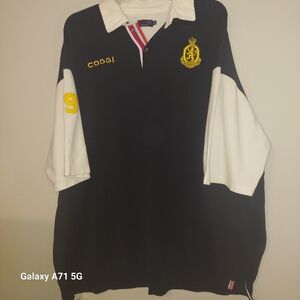 COOGI Men's Polo Shirt in Black and White with Yellow Accents